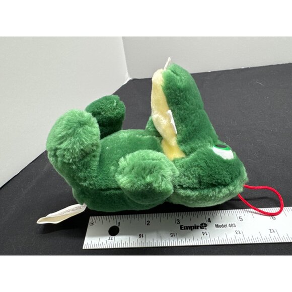 Green Alligator Plush Toy With Red Hanging Loop Surface Washable - Picture 7 of 7